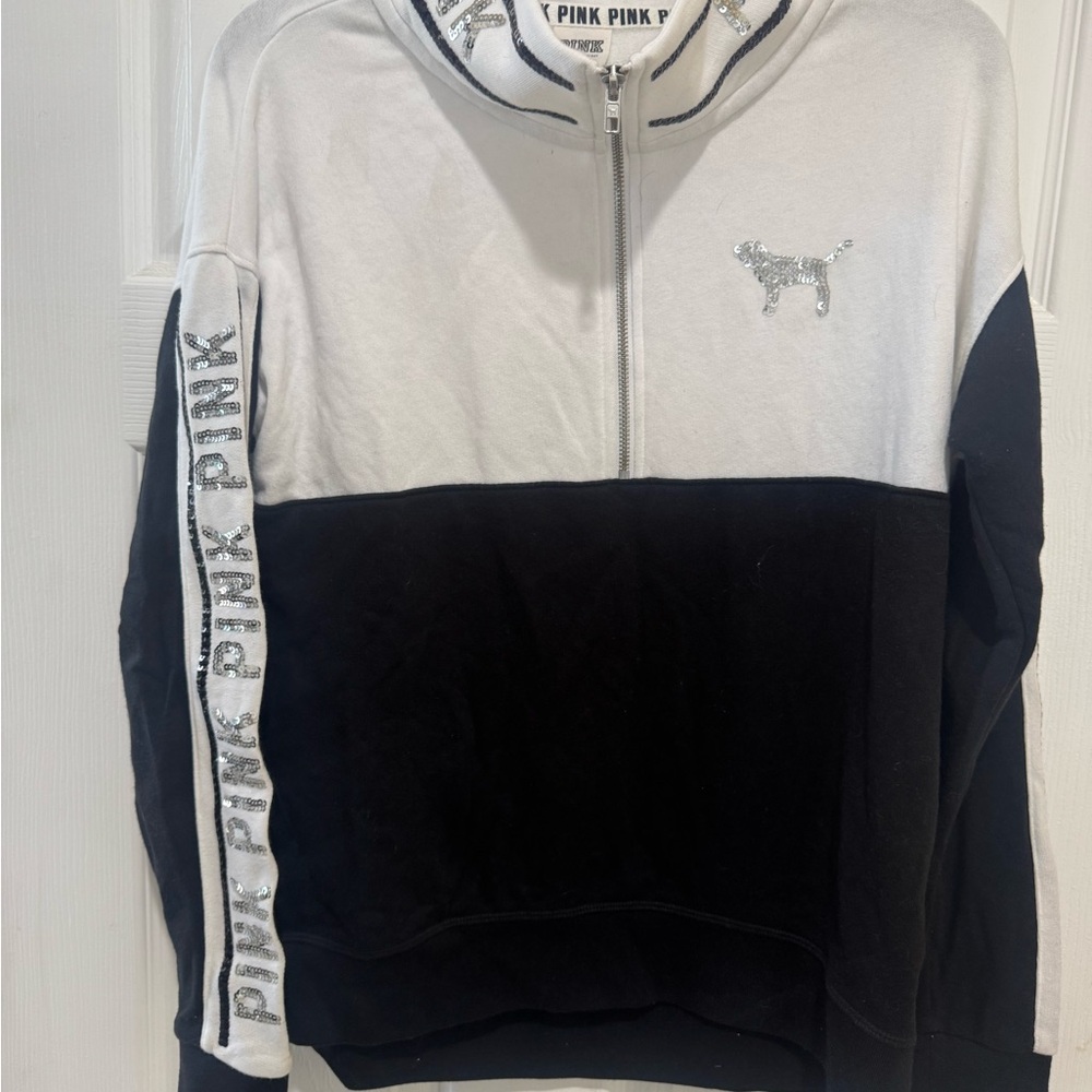 Victoria's Secret PINK White and Black Hoodie